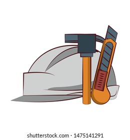 engineering construction factory industry, heavy work tools equipment isolated cartoon vector illustration graphic design