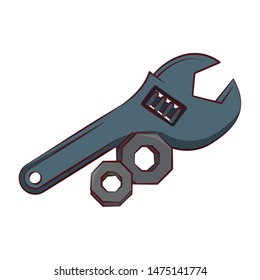 engineering construction factory industry, heavy work tools equipment isolated cartoon vector illustration graphic design