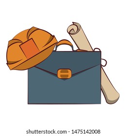 engineering construction factory industry, heavy work and business tools equipment isolated cartoon vector illustration graphic design