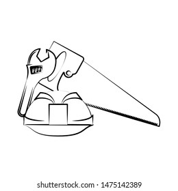 engineering construction factory industry, heavy work tools equipment isolated cartoon vector illustration graphic design