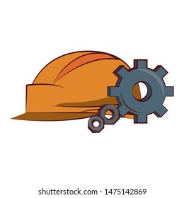 engineering construction factory industry, heavy work tools equipment isolated cartoon vector illustration graphic design