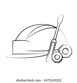 engineering construction factory industry, heavy work tools equipment isolated cartoon vector illustration graphic design