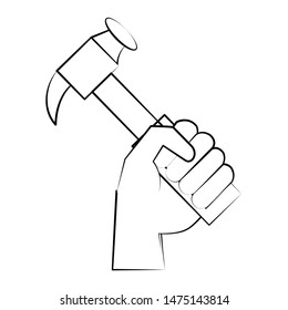 engineering construction factory industry, heavy work equipment tool hammer isolated cartoon vector illustration graphic design