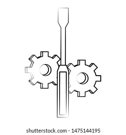 engineering construction factory industry, heavy work tools equipment isolated cartoon vector illustration graphic design