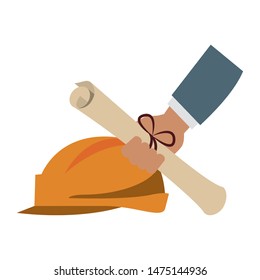 engineering construction factory industry, heavy work tools equipment isolated cartoon vector illustration graphic design
