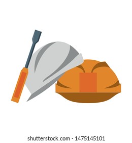 engineering construction factory industry, heavy work tools equipment isolated cartoon vector illustration graphic design