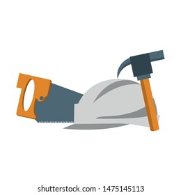 engineering construction factory industry, heavy work tools equipment isolated cartoon vector illustration graphic design