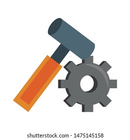 engineering construction factory industry, heavy work tools equipment isolated cartoon vector illustration graphic design