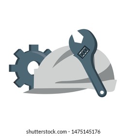 engineering construction factory industry, heavy work tools equipment isolated cartoon vector illustration graphic design