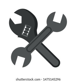 engineering construction factory industry, heavy work tools wrenches equipment isolated cartoon vector illustration graphic design