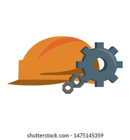 engineering construction factory industry, heavy work tools equipment isolated cartoon vector illustration graphic design