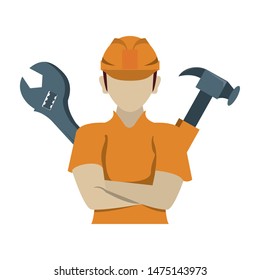 engineering construction factory industryn, engineer professional man with work tools cartoon vector illustration graphic design