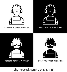 Engineering and Construction Icon Cartoon. Miner Symbol Vector Logo
