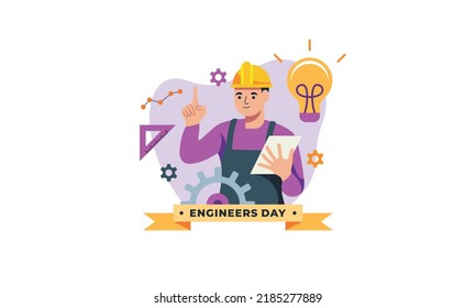 Engineering and construction illustrated. Happy engineers day