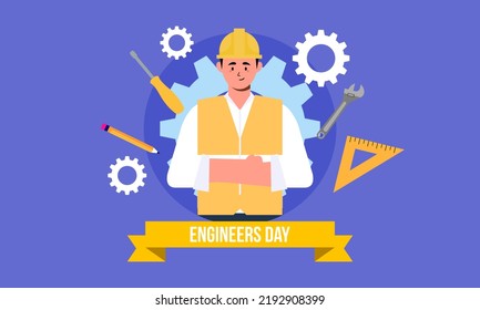 Se ilustró la ingeniería y la construcción. Feliz día de los ingenieros