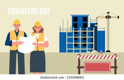 Se ilustró la ingeniería y la construcción. Feliz día de los ingenieros