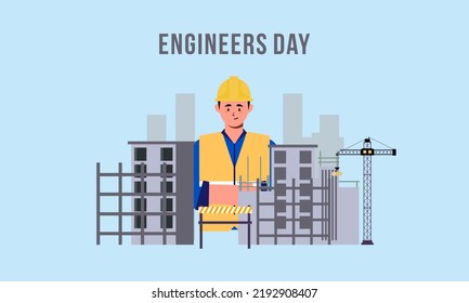 Engineering and construction illustrated. Happy engineers day