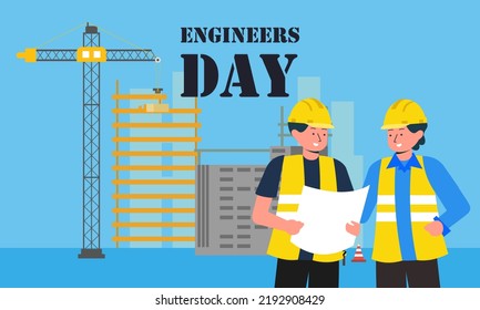 Engineering and construction illustrated. Happy engineers day