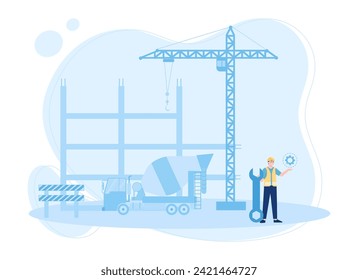 engineering and construction trending concept flat illustration