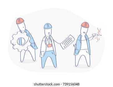 Engineering Construction Workers Architect Surveyor Characters Stock Vector Royalty Free