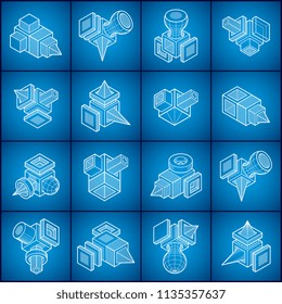 Engineering constructions collection, abstract vectors set.