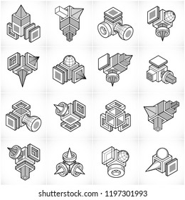 Engineering constructions collection, abstract vectors set