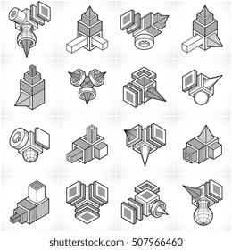 Engineering constructions collection, abstract vectors set.