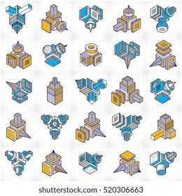 Engineering constructions collection, abstract vectors set.
