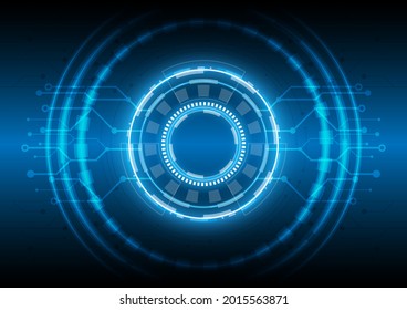 Engineering of data science. Futuristic Sci-Fi glowing HUD user. Digital infographic frame. Abstract hologram hi-tech background. Virtual reality technology electric innovation