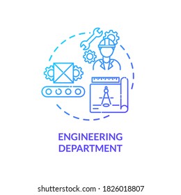 Engineering department blue gradient concept icon. Technical production. Professional service. Product management idea thin line illustration. Vector isolated outline RGB color drawing