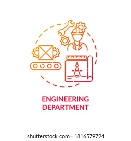 Engineering department red gradient concept icon. Technical production. Professional service. Product management idea thin line illustration. Vector isolated outline RGB color drawing