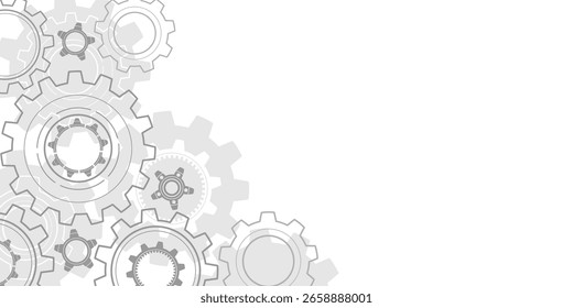 Engineering design of gears.Technical drawing background .Rotating mechanism of round parts . Vector illustration.