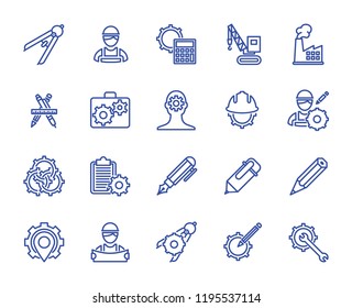 Engineering Design set vector lines icons.  64x64 pixel.