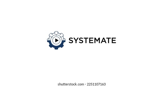 Diseño del logotipo de desarrollo de ingeniería. símbolo vector de engranaje. Plantilla de signo de construcción de ingeniería
