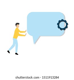 Engineering discussion line icon. Flat cartoon character isolated on white background