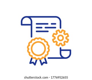 Engineering doc line icon. Technical documentation sign. Construction certificate symbol. Colorful thin line outline concept. Linear style construction document icon. Editable stroke. Vector