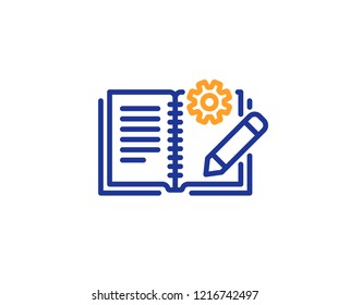 Engineering documentation line icon. Technical instruction sign. Colorful outline concept. Blue and orange thin line color icon. Engineering documentation Vector
