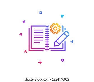 Engineering documentation line icon. Technical instruction sign. Gradient line button. Engineering documentation icon design. Colorful geometric shapes. Vector
