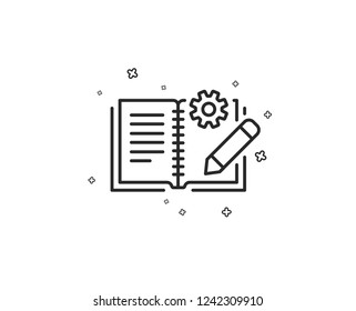 Engineering documentation line icon. Technical instruction sign. Geometric shapes. Random cross elements. Linear Engineering documentation icon design. Vector