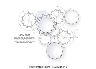 Engineering drawing abstract industrial background with a cogwheels. Gears in engagement.