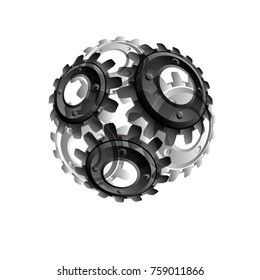 Engineering drawing abstract industrial background with a cogwheels. Gears in engagement.