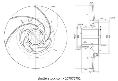 Engineering Drawing Of Components. Vector EPS10