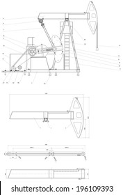 Engineering drawing drive submersible oil pump plunger. Vector format