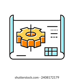 vector de icono de color de ingeniero de diseño de dibujo de ingeniería. signo de ingeniero de ingeniería de diseño de planos. ilustración de símbolo aislado