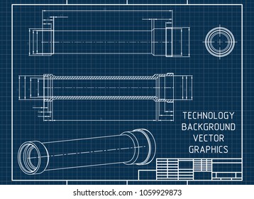 Engineering drawing. Modern mechanics blueprints. Vector technology background. Vector Illustration.  Ideas of science, engineering design and high-tech.