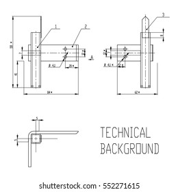 Engineering drawing. Modern mechanics blueprints. Vector technology background. White wallpapers