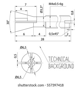 Engineering drawing. Modern mechanics blueprints. Vector technology background. White wallpaper. Technological design.