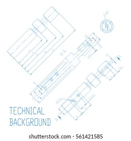 Engineering drawing. Modern mechanics blueprints. Vector technology background. White modern wallpapers