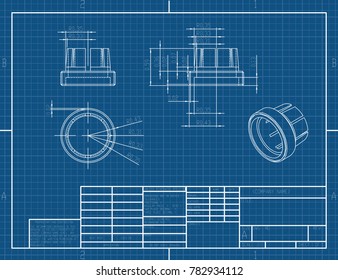 Engineering drawing. Modern mechanics blueprints. Vector technology background. Vector Illustration.  Ideas of science, engineering design and high-tech.