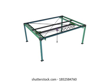 Engineering drawing for structure gantry hoist crane